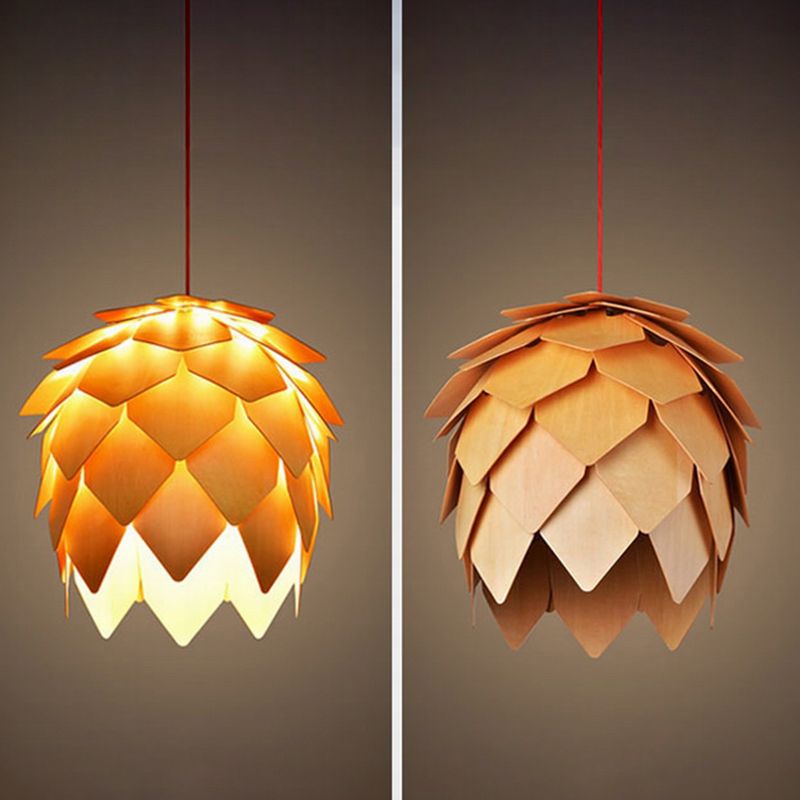 Éclairage de suspension en bois moderne minimaliste pour salon