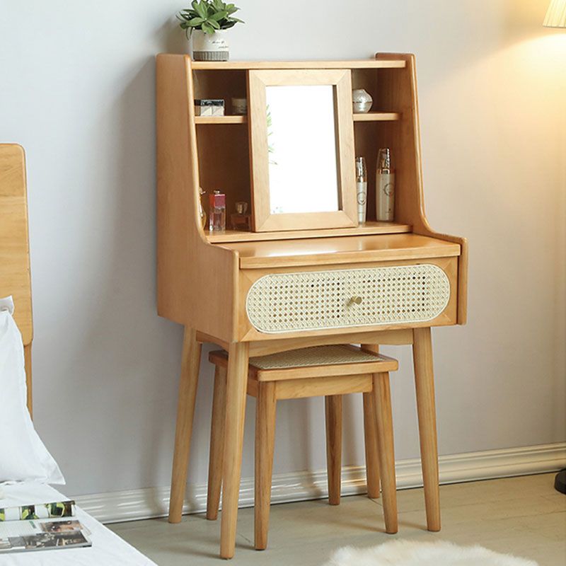 Scandinavian Bedroom 1 Drawers Solid Wood Removable Make-up Vanity