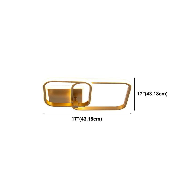 Modern Minimalist LED Semi Flush Mount Square Acrylic Ceiling Light in Gold