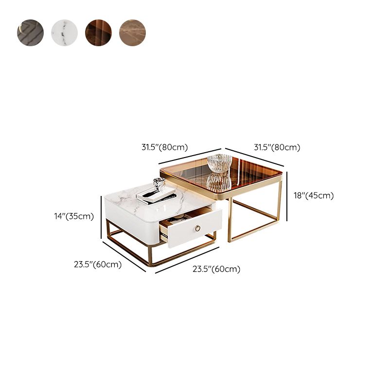 Frame Frame Coffee Table Glam Square Cocktail Table with Drawer