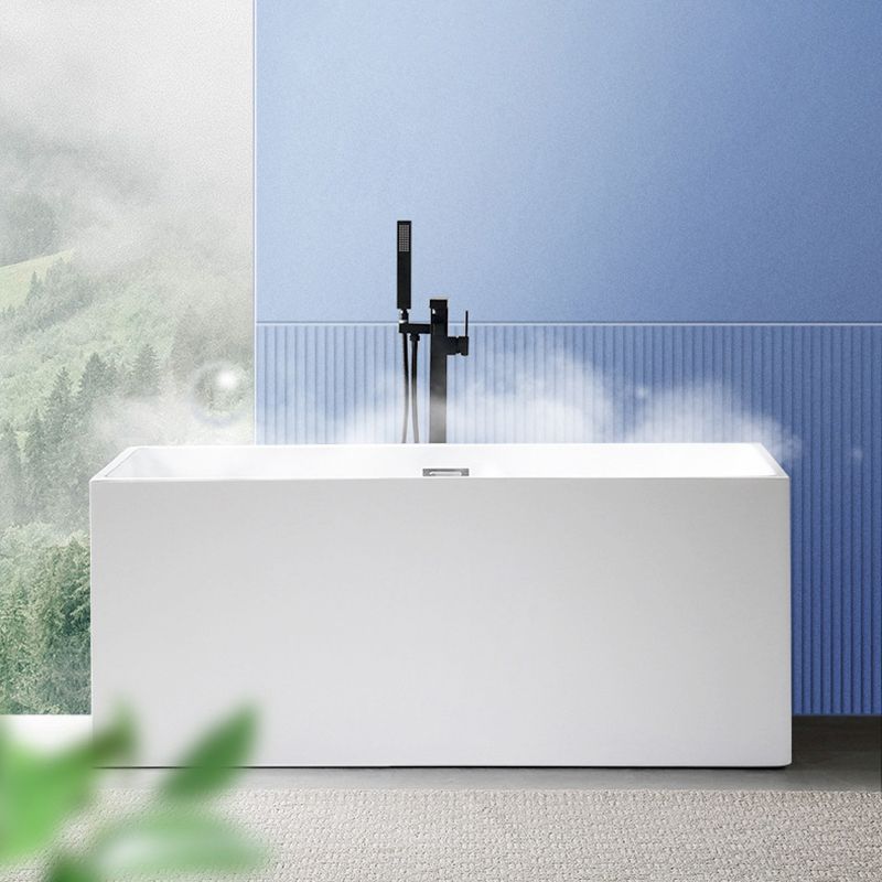 Flat bottom Acrylic Bathtub Soaking White Internal Drain Tub