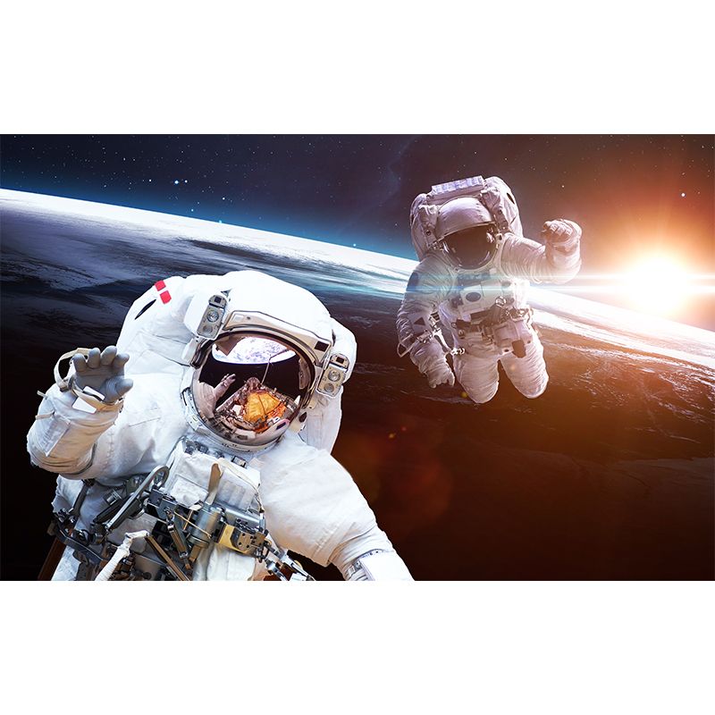 Stain Resistant Astronaut Wall Mural Non-Woven Texture Sci-Fi Wall Art for Kitchen