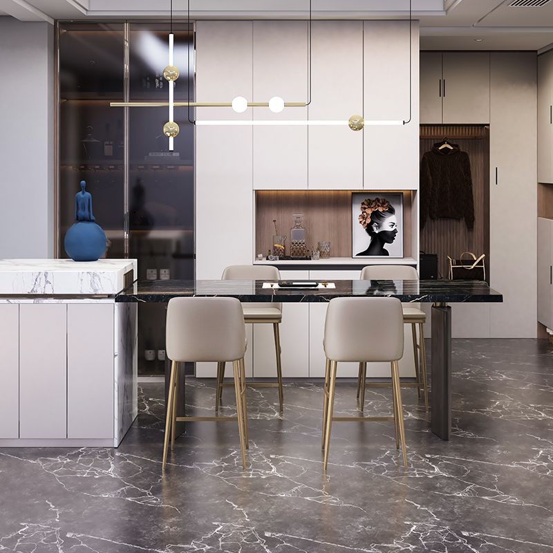 Glam Bar Stool Low Back Leather Counter Stool for Living Room