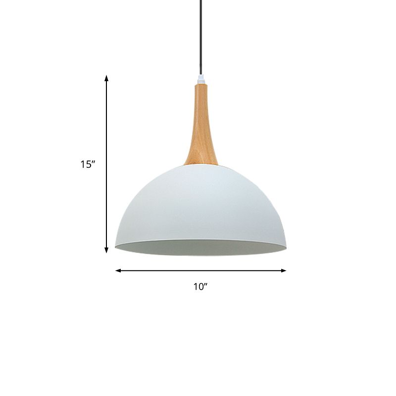 1 Ligera de cúpula ligera Lámpara de colgación de metal elegante moderna en blanco/negro para la sala de reuniones para la sala de reuniones