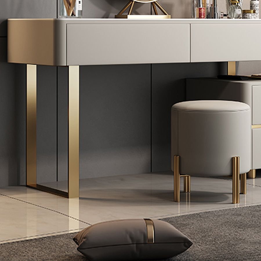 Glam 51.2" W Slate Vanity Desk and Stool in Gray with 4 Drawers