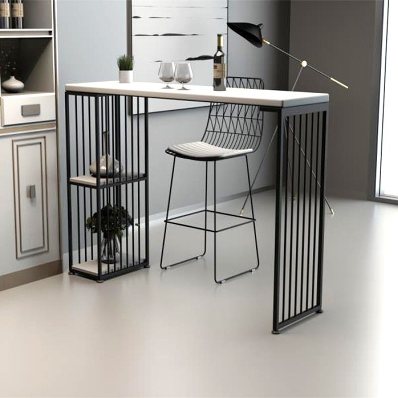 Rectangle Solid Wood Bar Table Set Luxurious 1/2/3 Pieces Counter Table with High Stools