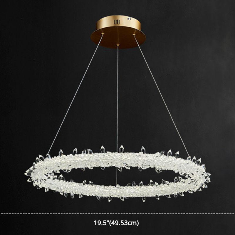 Suspension à LED circulaire moderne minimaliste en cristal clair salon de plafond suspendu