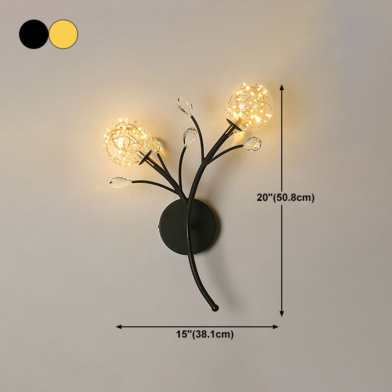 Glass Round Shape Wall Light Modern Style 2-Lights Wall Mounted Light Fixture
