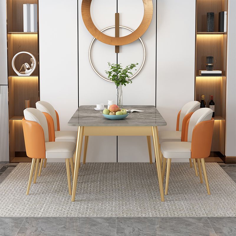 Contemporary Rectangle Dining Table Set 1/2/5/7 Pieces Stone Top Dinette Set