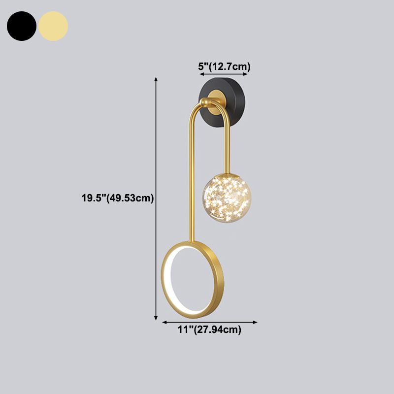 Modern Style Spherical Shape Wall Sconce Glass 2 Light Wall Lighting for Bedroom