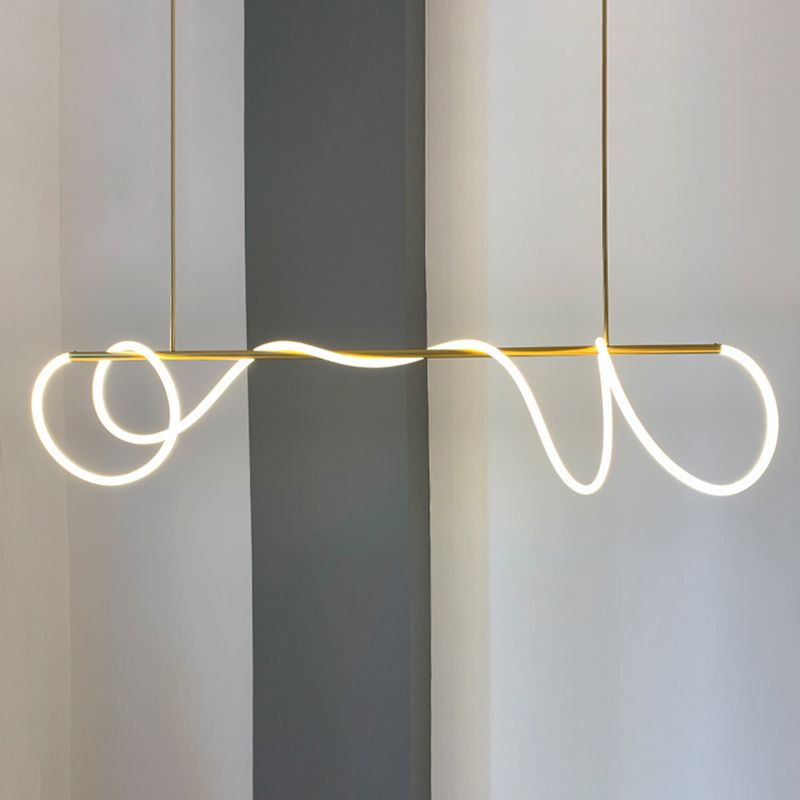 Post-modern Winding Lighting Hose Island Suspension Lamp 31.5" Length Minimalist Line Light for Living Room