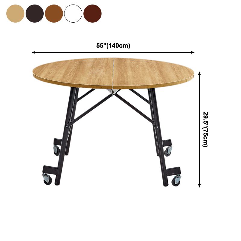 Mid-Century MDF-Küchen-Esstisch, runder Standard-Esstisch mit doppeltem Sockel