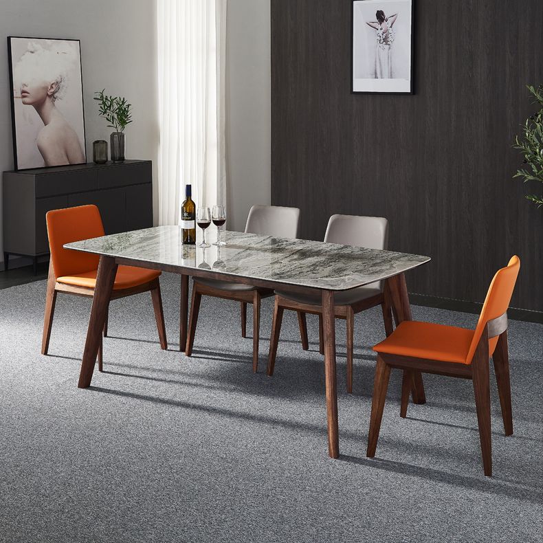Silla sin brazos de comedor de madera tradicional, silla lateral de cuero sintético para uso en restaurantes