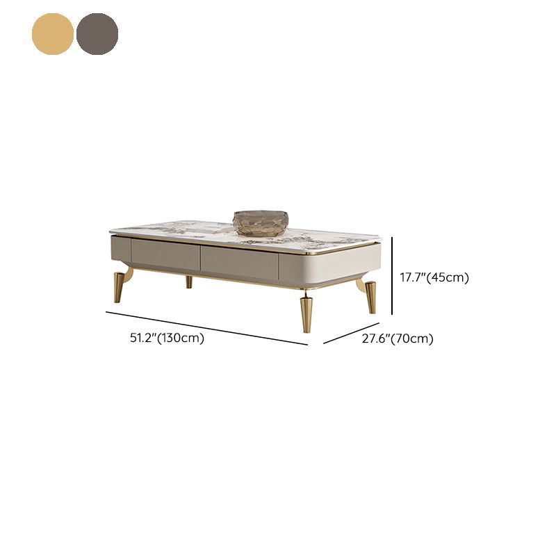 17"H Glam Coffee Table Slate Single Coffee Cocktail Table with Storage