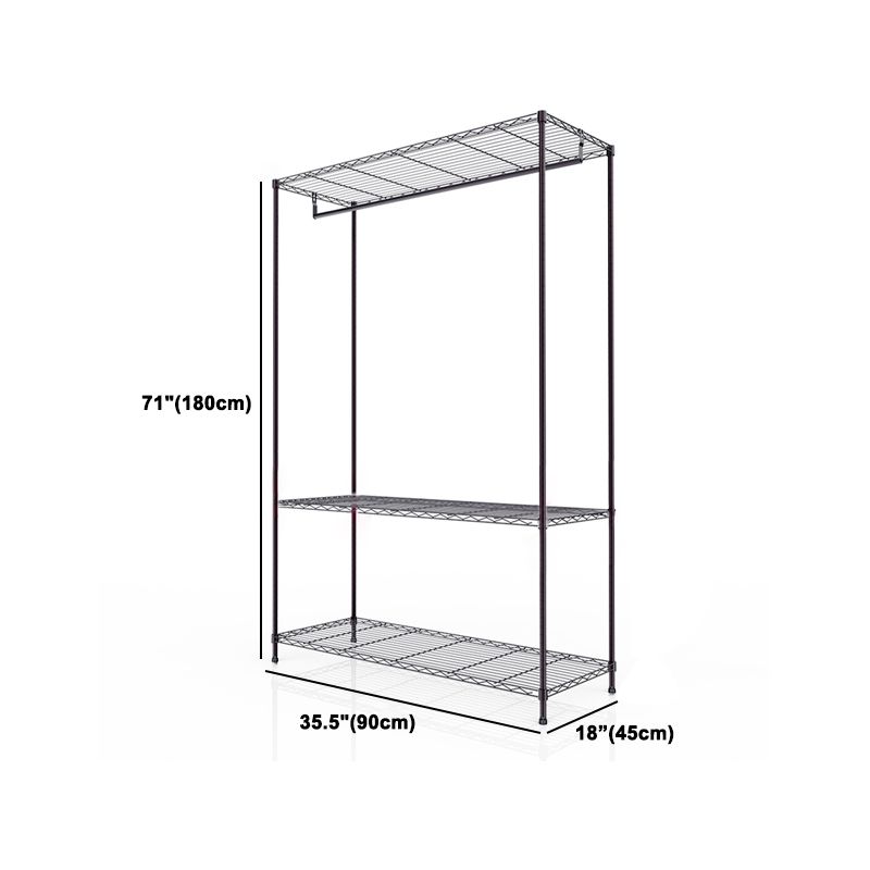 Black Contemporary Style Armoire Metal Steel Armoire for Bedroom