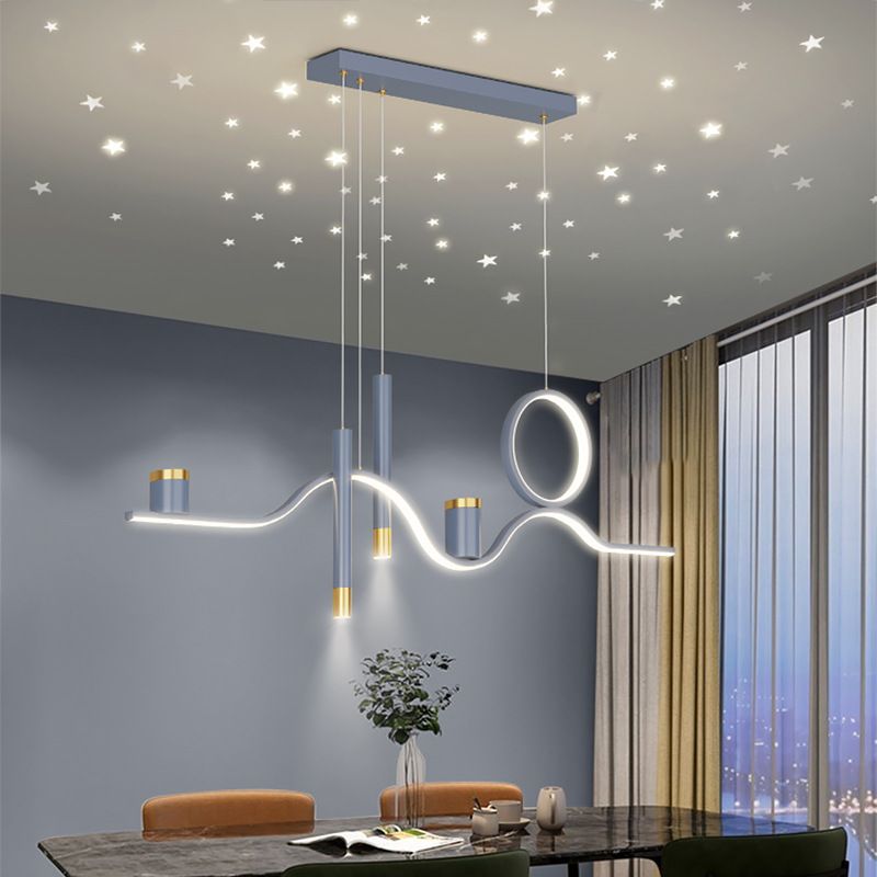 Nordic Linear Island Light Metal 39.5 "Colgante de la isla de ancho para el comedor