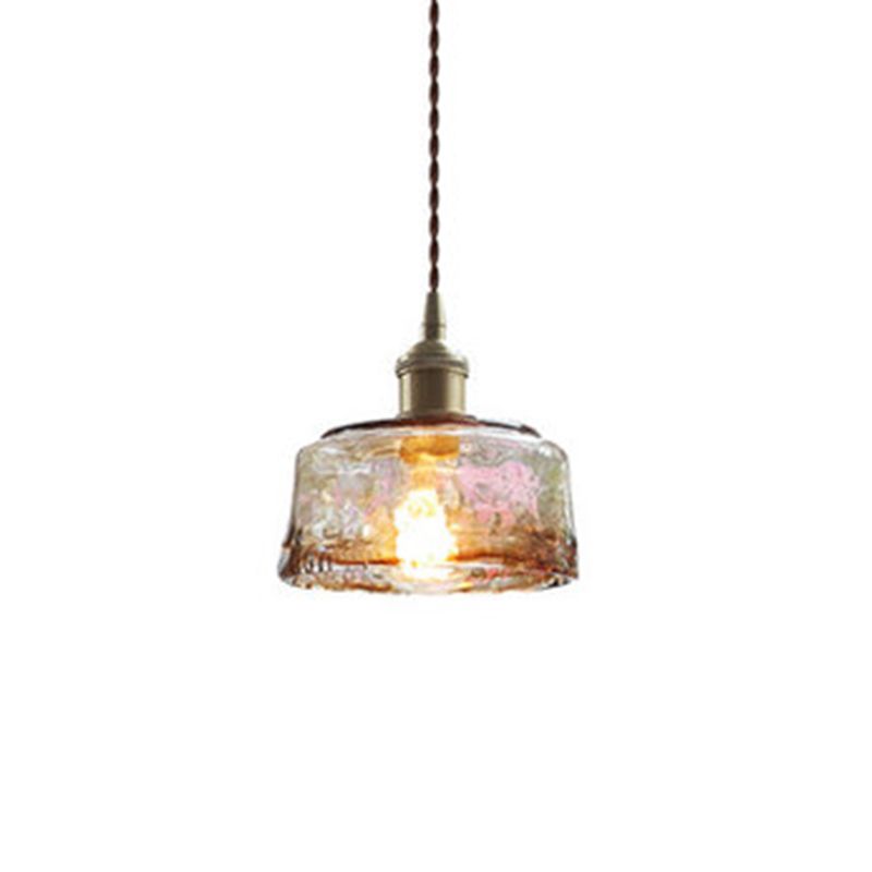 Industrial 1 Light Down Mini Pendant Copper Glass Hanging Light Kit for Dining Room