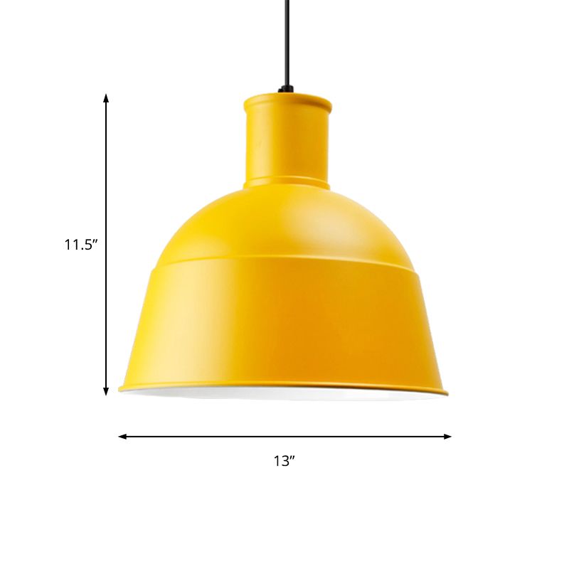 Dining Room Kindergarten Bowl Pendant Light Aluminum One-Light Macaron Loft Hanging Lamp