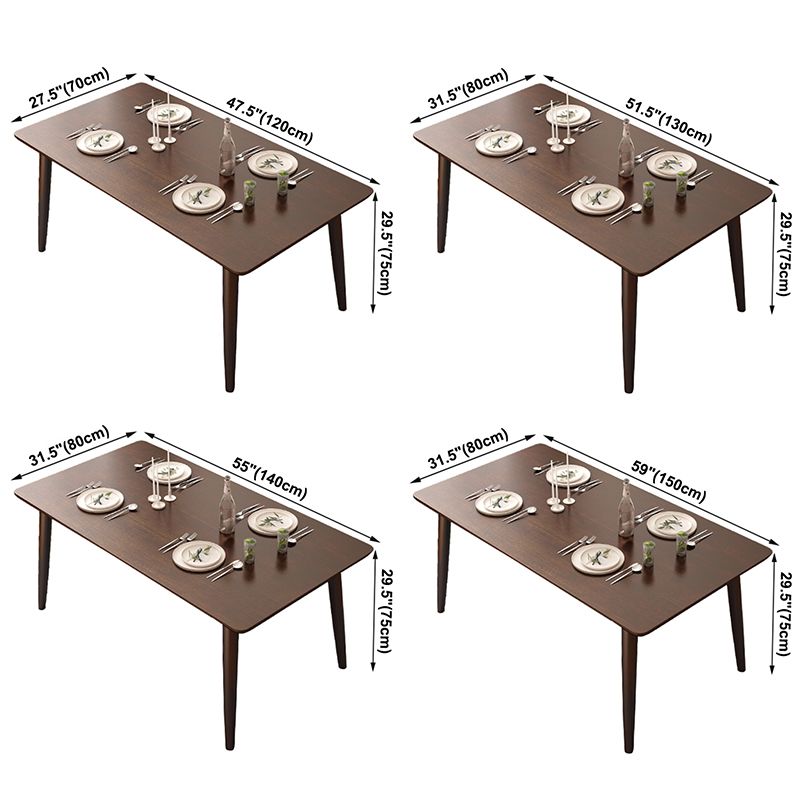 Zeitgenössisches Rechteck Esstisch Gummiholz ​​Massivholz Tisch mit 4 Beinen für das Abendessen in der Küche zu Hause