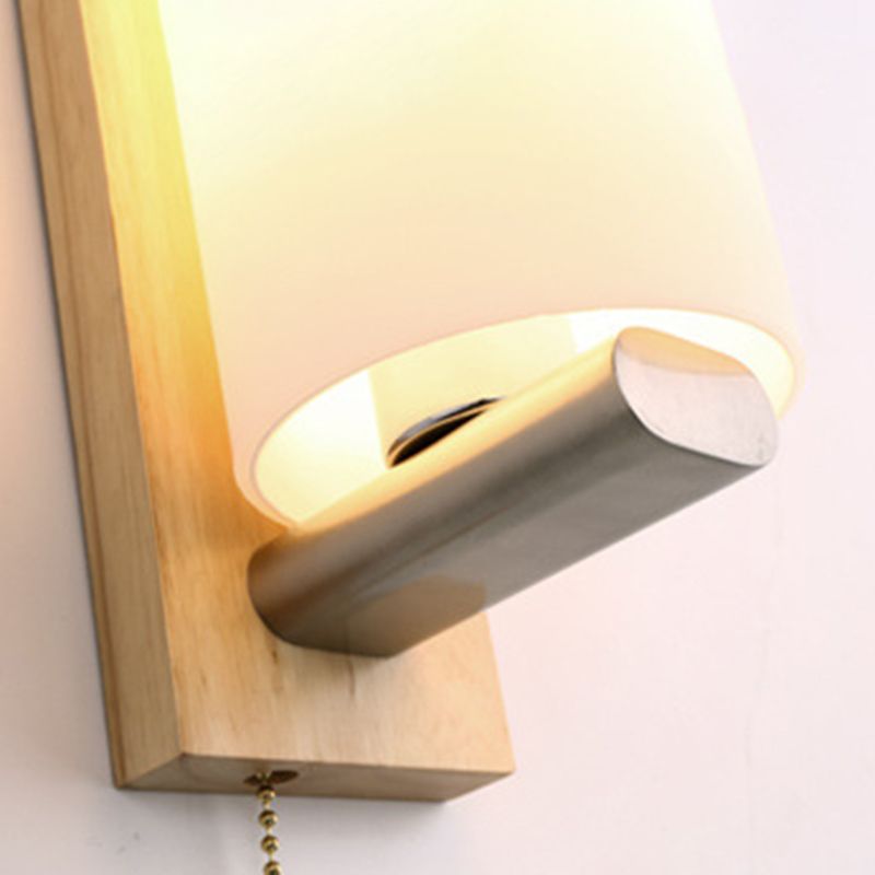 1-Light Wall Sconce Modern Style Wood Wall Lighting for Bedroom