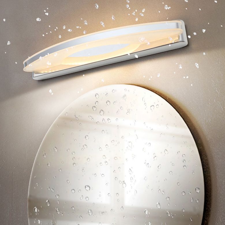 Shaded Wall Sconce Lighting Contemporary Style Metal Shower Room LED Wall Mounted Light in Chrome