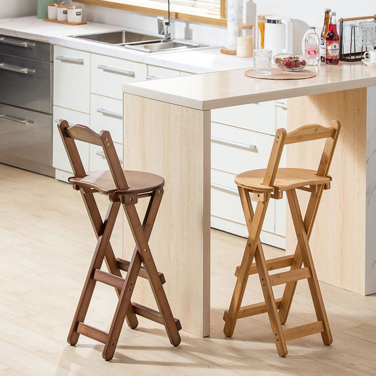 Taburete de bar moderno apilable, taburete de bar interior de madera sin brazos con reposapiés