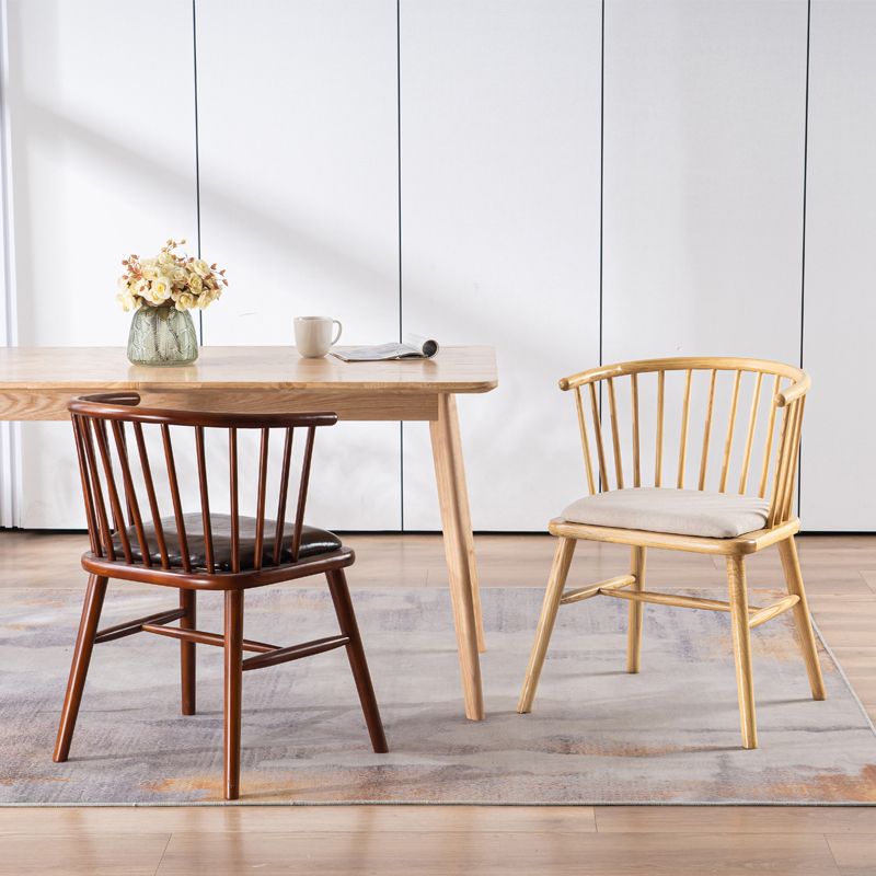 Modern Style Slat Back Solid Wood Dining Arm Chair for Home Use