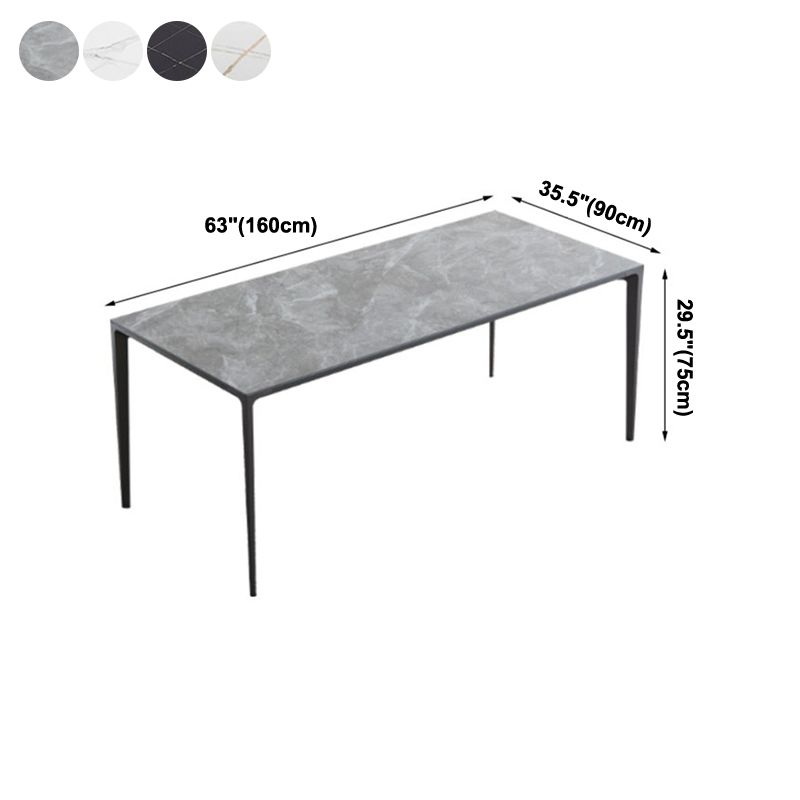 Industrial Sintered Stone Table 4 Legs Aviation Aluminum Base Rectangle Table for Home
