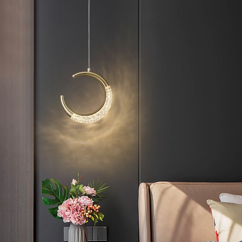 Einfachheit geführte Beleuchtung Anhänger Messingring Hängende Lampe mit Kunstkristallschatten