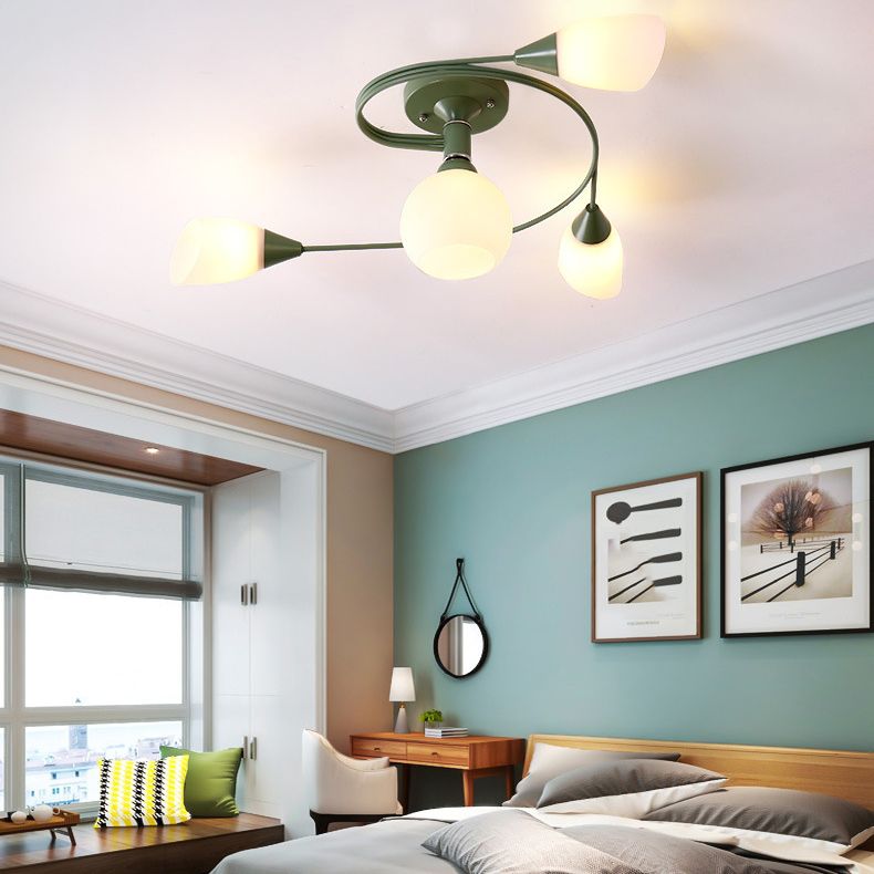 Iron Colorful Ceiling Lamps Simple Bedroom Flush Mount Light