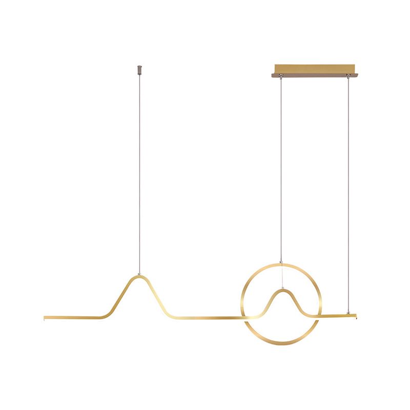 2-Light Modern Island Lighting Golden Metallic LED Ceiling Light for Bedroom