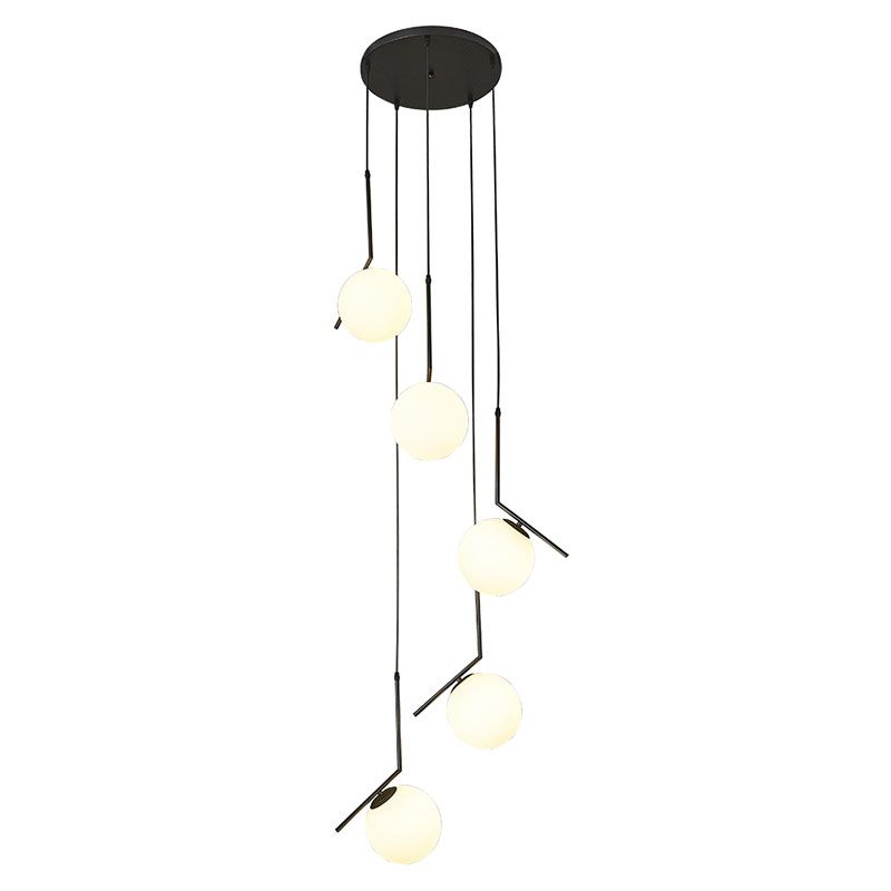 Spiraalvormige bol trappenhuis hangende verlichting opaalglas eenvoud multi -light hanger