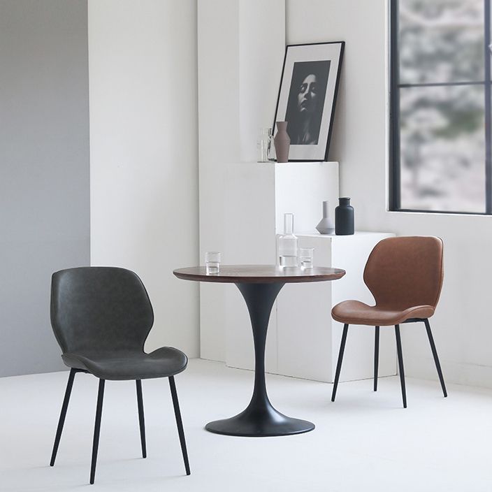 Silla de comedor de cocina de estilo moderno, sillas laterales sin brazos con respaldo de alas, de metal