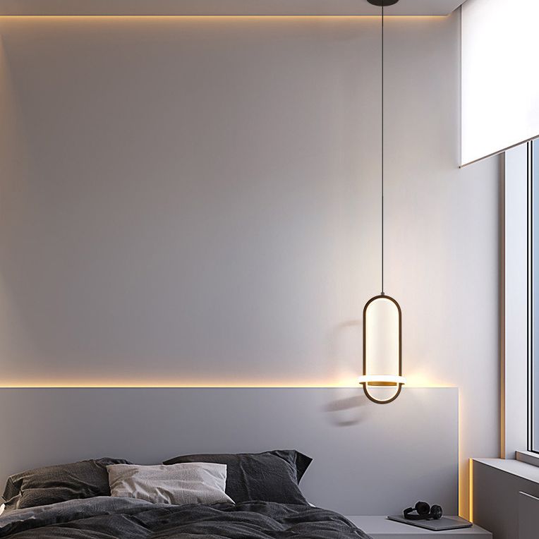 Simplicity Style Geometric Ceiling Pendant Light Metal LED Bedroom Pendant Light Kit