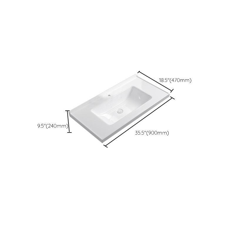 Contemporary Bathroom Sink Rectangular Porcelain Drop-in Bathroom Sink with Pop-Up Drain
