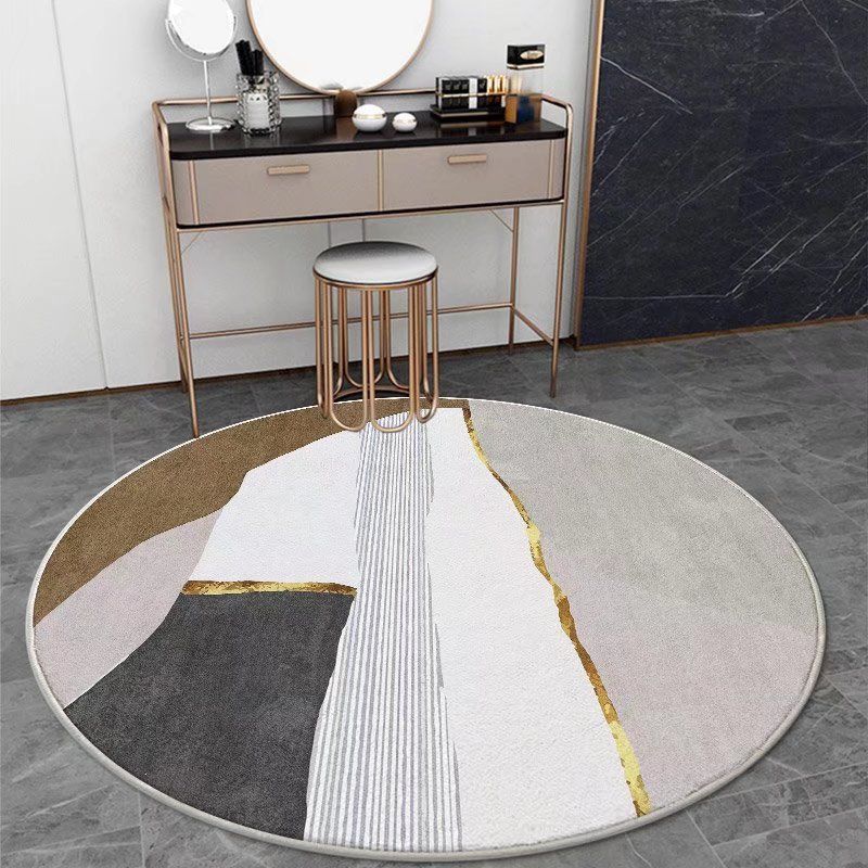 Bold Area Carpet Round Abstract Print Carpet Polyester Rug with Non-Slip Backing