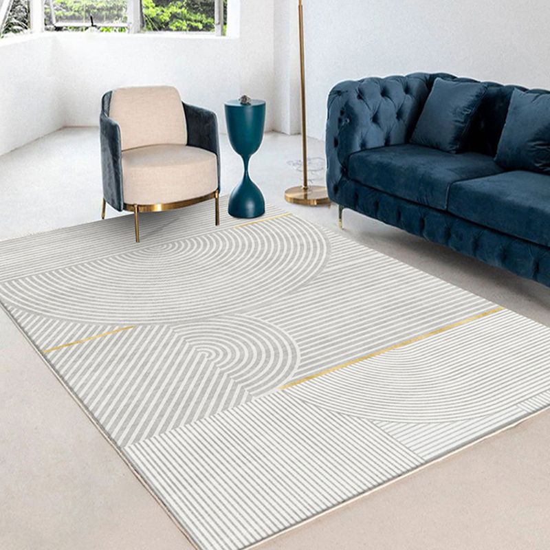 Alfombra de la línea de poliéster moderna gris alfombra de la línea de respaldo sin deslizamiento para sala de estar para sala de estar