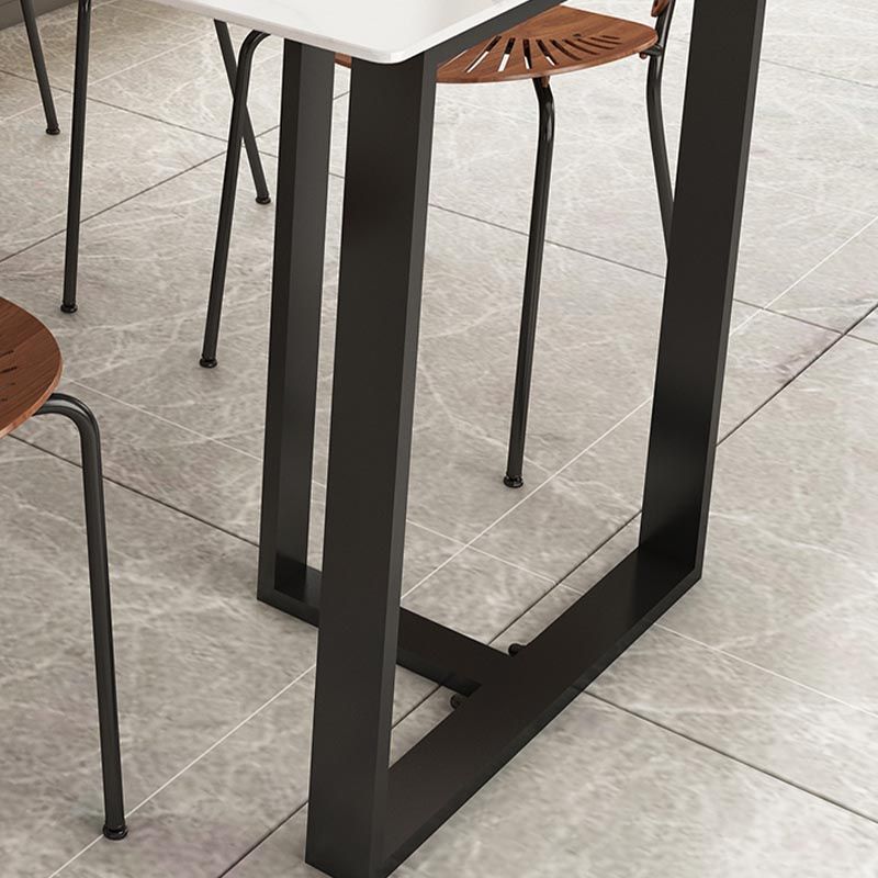 Modern White Stone Top Dinette Table Black Base Dining Table for Living Room