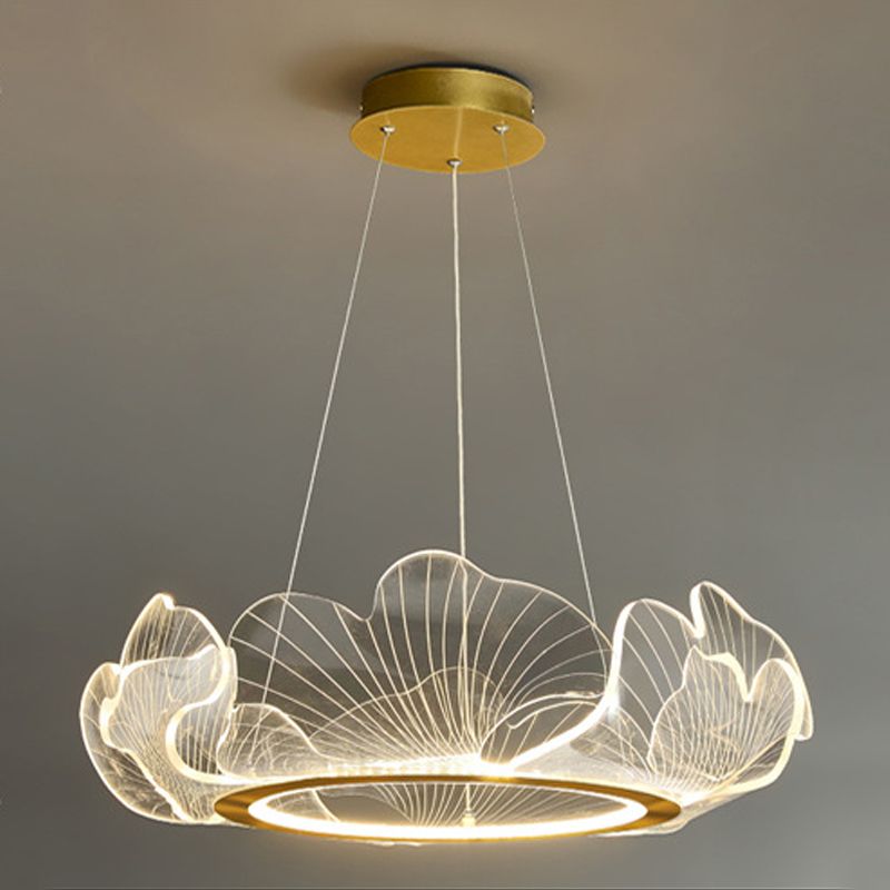 Circular Modern Style Pendant Light Fixture 1-Light Acrylic Ceiling Suspension Light