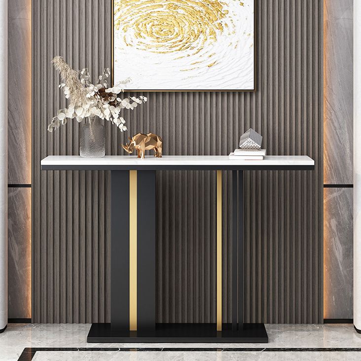 Modern Stone Console Table 1 Shelf 31.5" Tall End Table for Hall