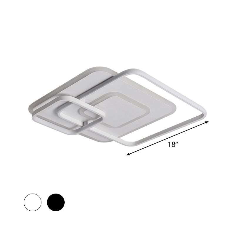 18"/21.5" W Hotel LED Flush Mount Light Modern White Close to Ceiling Lamp with Stacking Square Acrylic Frame in Warm/White Light