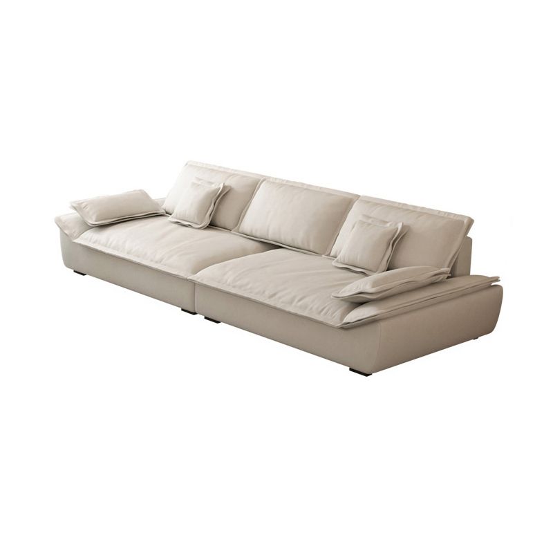 Contemporary Pillow Top Arm Living Room White Pillows Fabric Settee