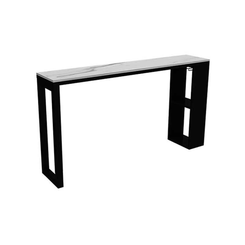 Black Marble Double Pedestal Cocktail Bar Table Modern Rectangle Hall/Pub Table