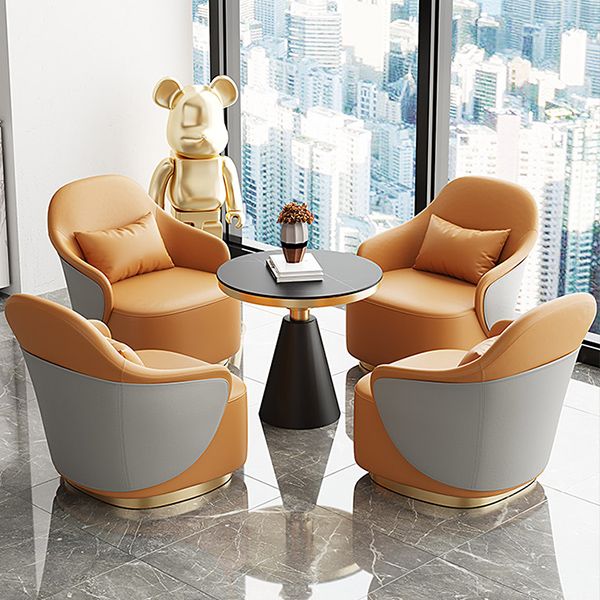 Recessed Arms Chair 25.59" Wide Faux Leather Arms Included Chair with Pillow Back