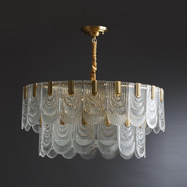Tiered Chandelier Light Fixture Vintage Glass Pendant Lamp for Restaurant