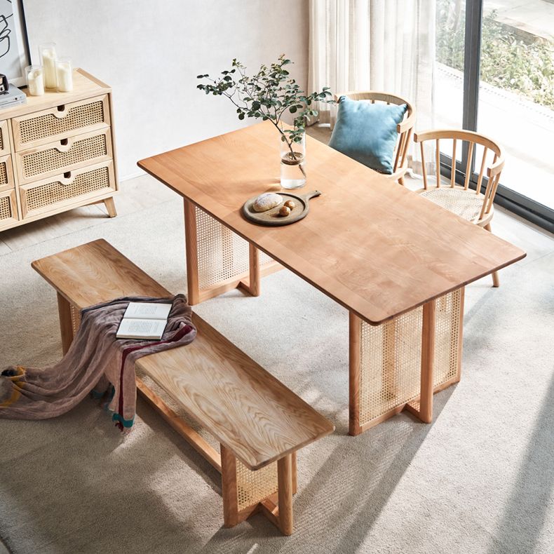 Glam Rectangle Shape Solid Wood Dining Table Khaki Standard Dining Table for Kitchen