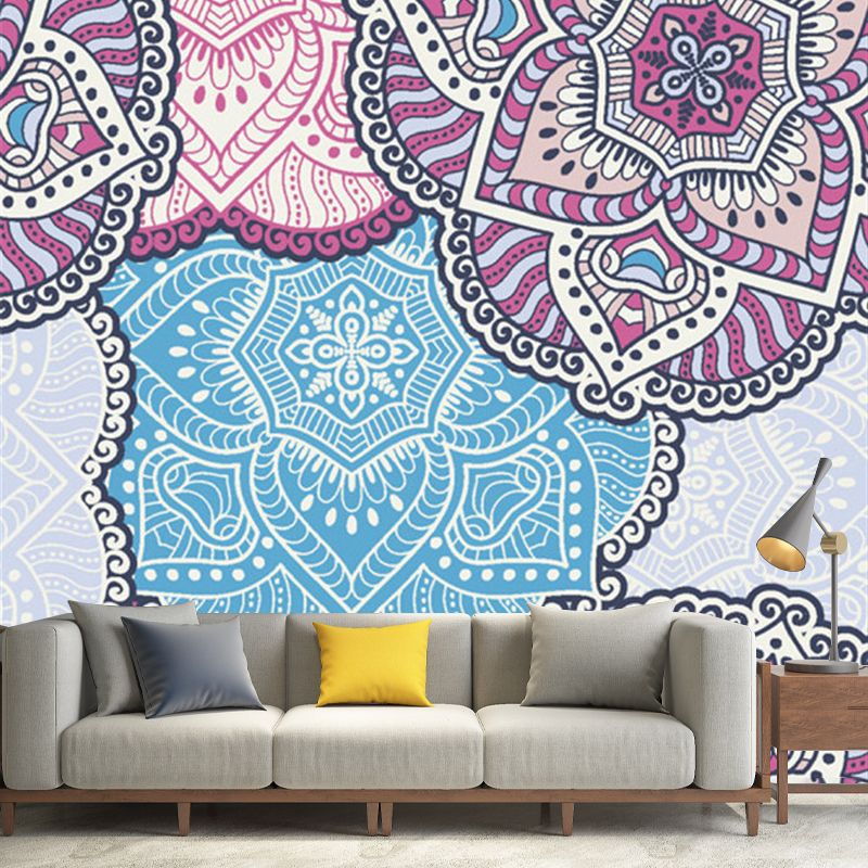 Bohemia Petals Patterned Wall Murals Blue-Purple Abstract Wall Covering for Home