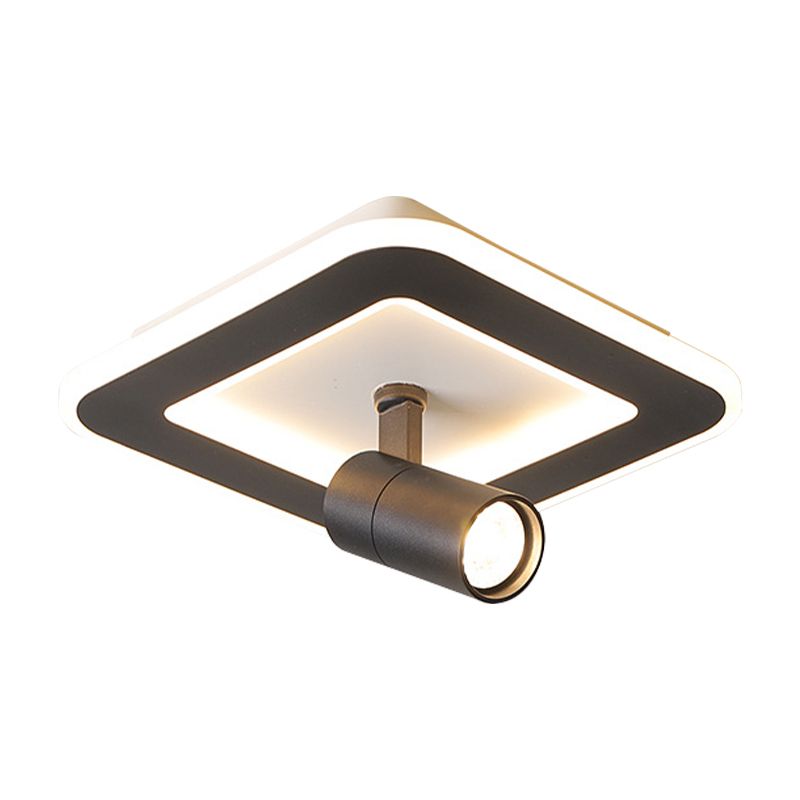 Square/Round Flush Mount Lighting Modern Acrylic LED White/Black Flush Mount Lamp Fixture in White/Warm Light