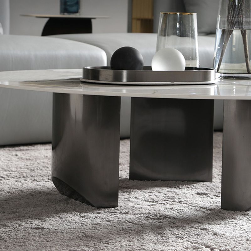 3 Legs Round Slate Coffee Table 13.8" H Modern Cocktail Table