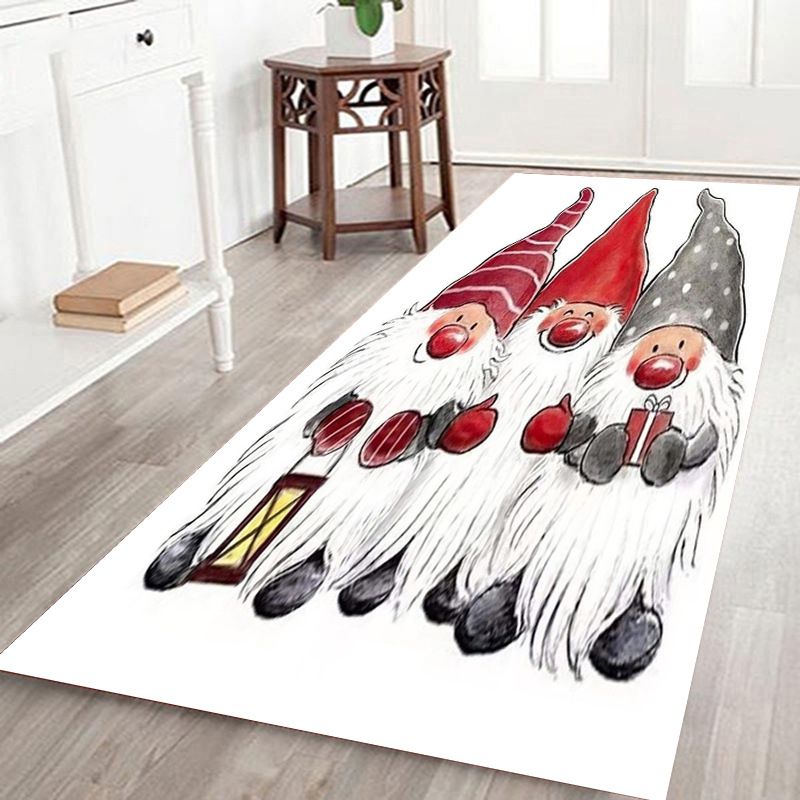 White Modern Carpet Polyester Santa Claus Carpet Non-Slip Backing Area Carpet for Living Room